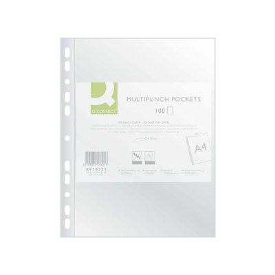 Koszulki na dokumenty Q-CONNECT, PP, A4, krystal, 50mikr., 100szt.