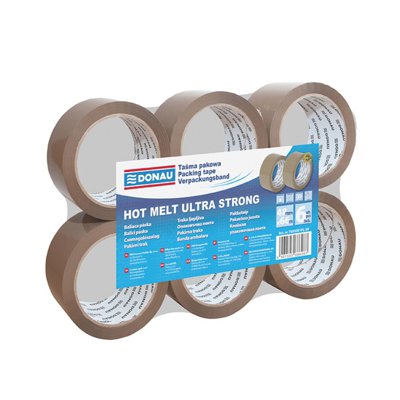 Taśma pakowa DONAU Hot-Melt , 48mm, 66m, 50mikr., brązowa