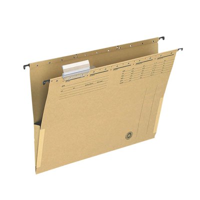 Teczka zawieszkowa Q-CONNECT z boczkami, karton, A4, 250gsm, jasnobrązowa