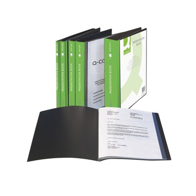 Teczka ofertowa Q-CONNECT z kieszenią opisową, PP, A4, 460mikr., 20 koszulek, czarna