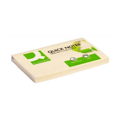 Bloczek samoprzylepny Q-CONNECT 100% Recycled, 127x76mm, 100 kart., żółty