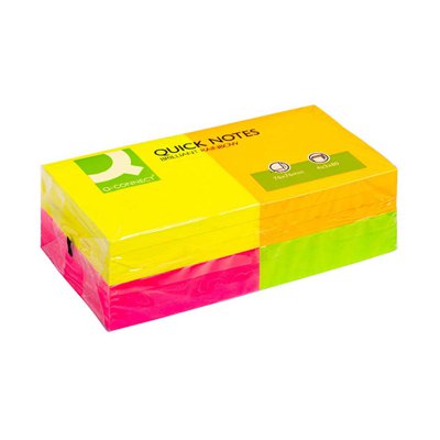 Bloczek samoprzylepny Q-CONNECT Rainbow, 76x76mm, 4x3x80 kart., neon, mix kolorów