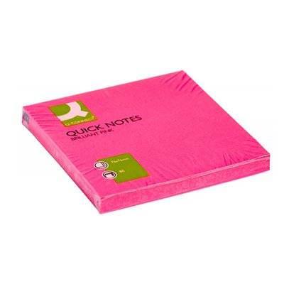 Bloczek samoprzylepny Q-CONNECT Brilliant, 76x76mm, 1x80 kart., różowy
