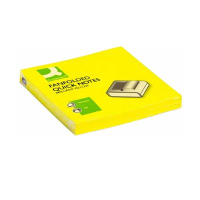 Bloczek samoprzylepny Q-CONNECT Brilliant Z-Notes, 76x76mm, 100 kart., neon, żółty