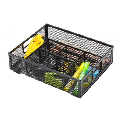 Organizer na biurko Q-CONNECT Office Set, metalowy, boczny, 6 komór, czarny