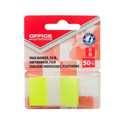 Zakładki indeksujące OFFICE PRODUCTS, PP, 25x43mm, 1x50 kart., blister, żółte