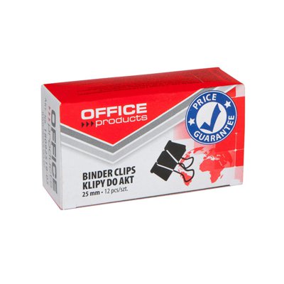 Klipy do dokumentów OFFICE PRODUCTS, 25mm, 12szt., czarne
