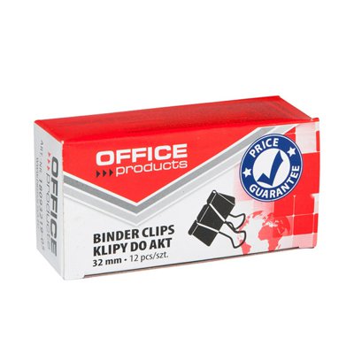 Klipy do dokumentów OFFICE PRODUCTS, 32mm, 12szt., czarne
