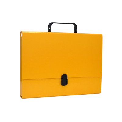 Teczka-pudełko OFFICE PRODUCTS, PP, A4/5cm, z rączką i zamkiem, żółta