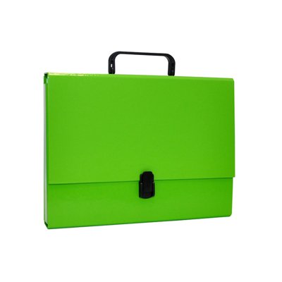 Teczka-pudełko OFFICE PRODUCTS, PP, A4/5cm, z rączką i zamkiem, jasnozielona