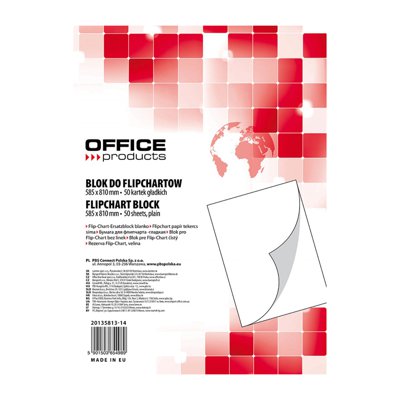 Blok do flipchartów OFFICE PRODUCTS, gładki, 58,5x81cm, 50 kart., biały