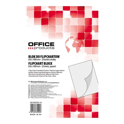 Blok do flipchartów OFFICE PRODUCTS, kratka, 65x100cm, 20 kart., biały