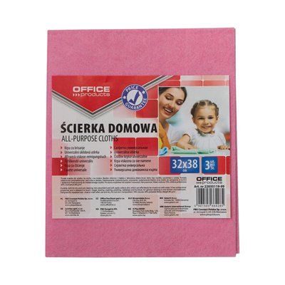 Ścierka domowa OFFICE PRODUCTS, wiskoza 70%, gr. 80g/mkg, 32x38cm, 3szt., mix kolorów