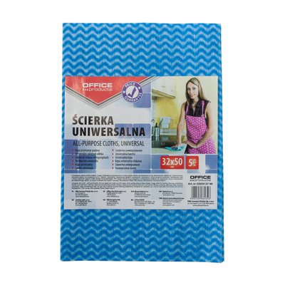 Ścierka uniwersalna OFFICE PRODUCTS, wiskoza 70%, gr. 40g/mkg, 32x50cm, 5szt., mix kolorów