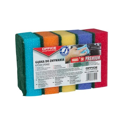 Gąbka do zmywania OFFICE PRODUCTS Maxi Premium, 5szt., mix kolorów