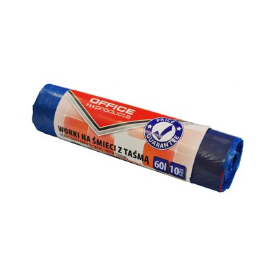 Worki na śmieci z taśmą OFFICE PRODUCTS, premium (LDHD), 60L, 10szt., niebieskie