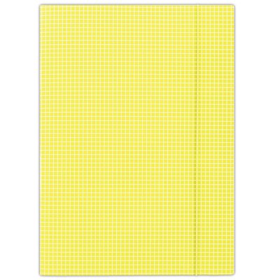Teczka z gumką DONAU, karton, A4, 400gsm, 3-skrz., żółta w kratę