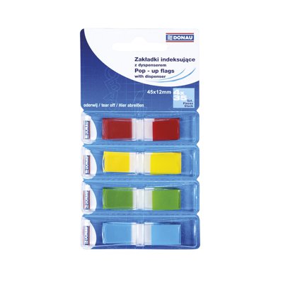 Zakładki indeksujące DONAU, PP, 12x45mm, 4x35 kart., mix kolorów