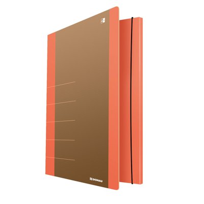 Teczka z gumką DONAU Life, Karton, A4, 500gsm, 3-skrz., pomarańczowy