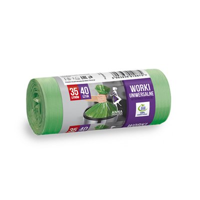 Worki na śmieci uniwersalne ANNA ZARADNA, 35l, 40szt., zielone