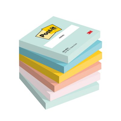 654MTDR Samoprzylepne bloczki Postit®, paleta marzycielska, 6 sztuk po 100 kart, 100 kart. 76x76 mm