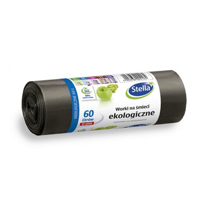 Worki na śmieci STELLA, ekologiczne, 60 l, 10 szt., czarny