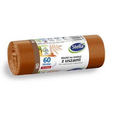 Worki z uszami STELLA, do segregacji odpadów bio, 60 l, 14 szt., brązowe, brązowy